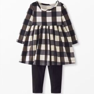 Hanna Andersson Black Buffalo Plaid Dress and Leggings